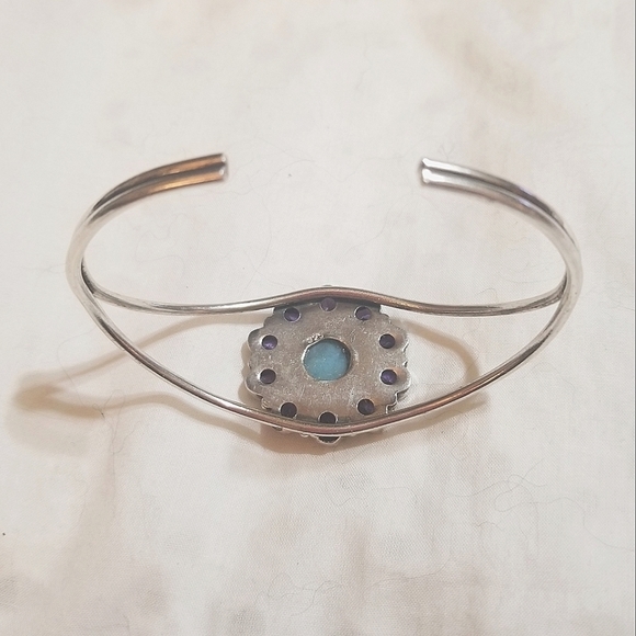 20.91 CTTW TANZANITE LARIMAR Sterling Bangle Bracelet Vintage - Picture 4 of 8